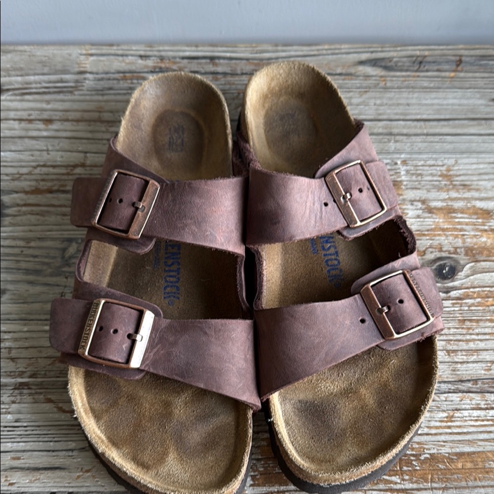 Brown Leather Double Strap Sandals